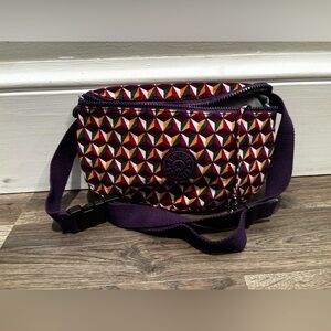 Kipling Multicolor belt Bag with Purple Strap travel summer vacation convenient